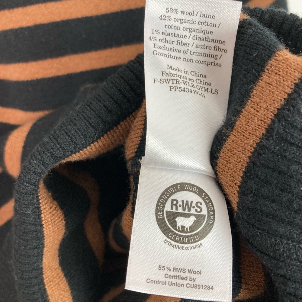 Everlane Black and Brown Striped Crewneck Sweater Medium - Picture 9 of 11
